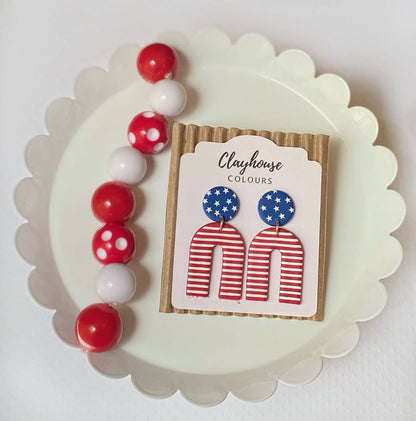Red, White & Blue Clay Earrings