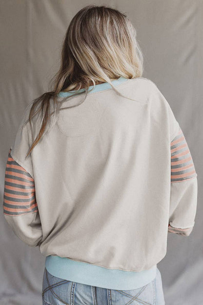 Striped Colorblock Patchwork sweatshirt crewneck