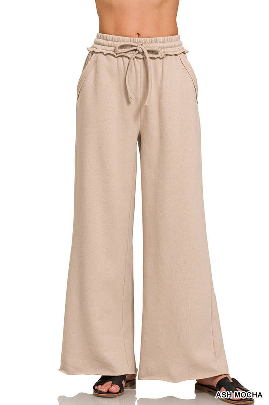 Fleece Exposed Seam Wide Leg Sweatpants