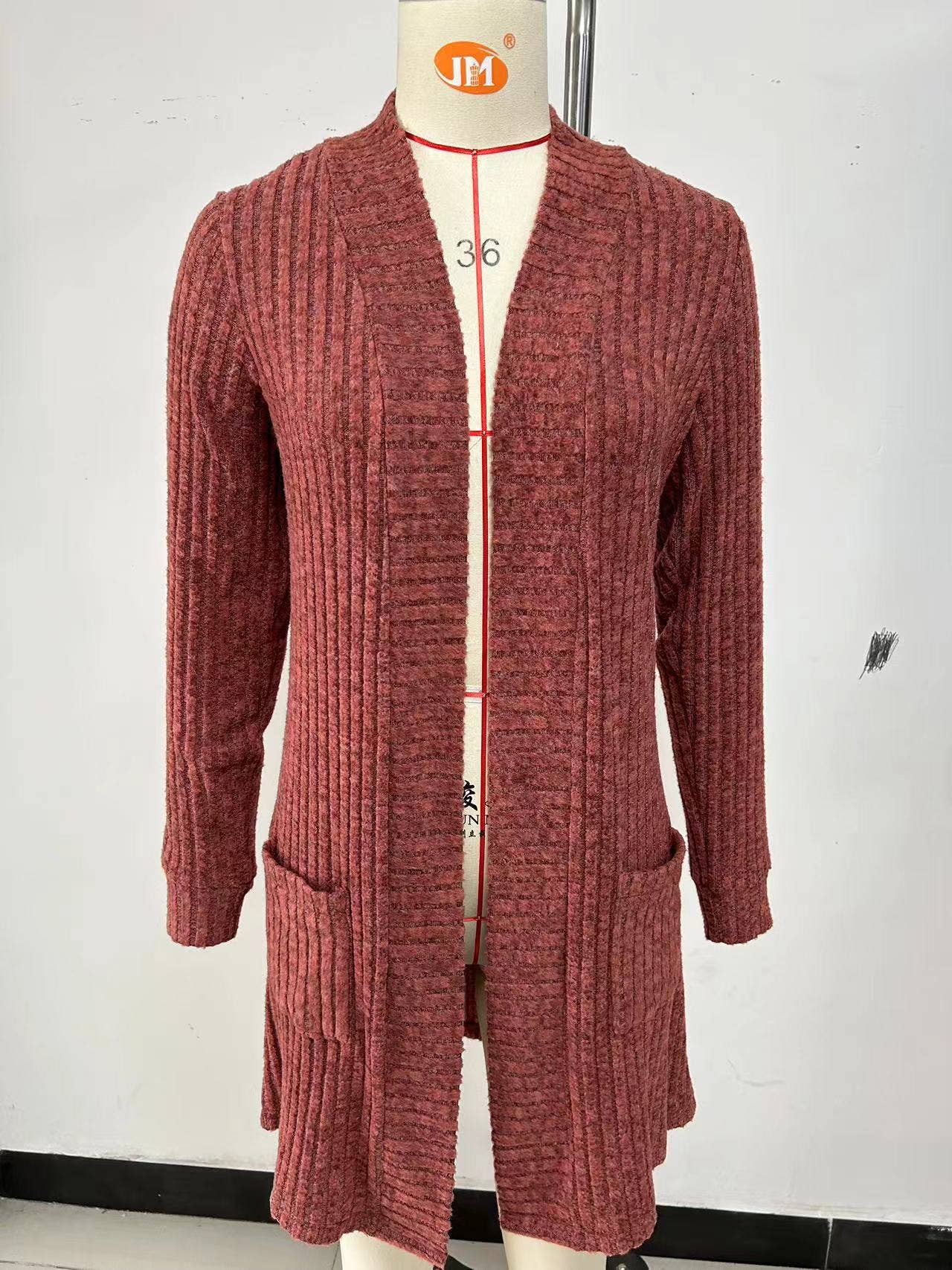 Ribbed Knit Cardigan with Pockets