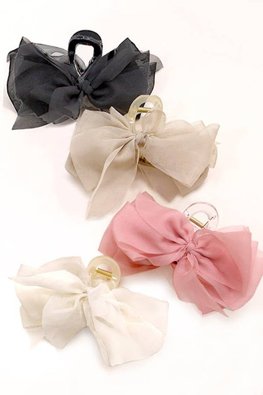 SHEER BOW RIBBON HAIR CLAW CLIPS