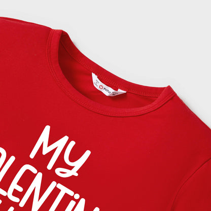 Valentine's Day Mommy and Me Cotton Letter Short-sleeve Top