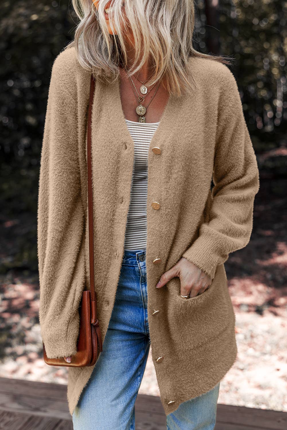 Solid Color Cardigan Sweater