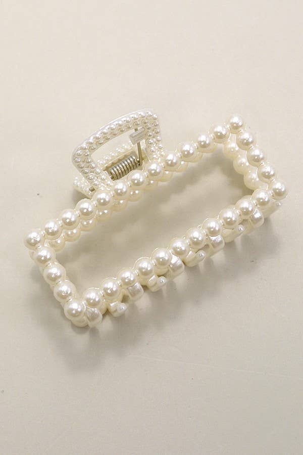 Pearl-Embellished Hair Claw Set