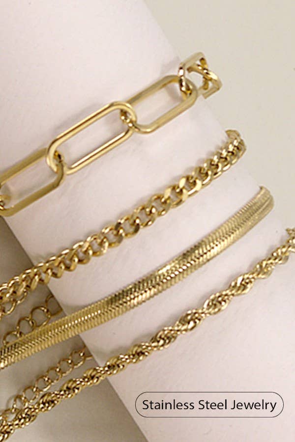 Stainless Steel Waterproof Tarnish-Free All Different Chain Bracelet