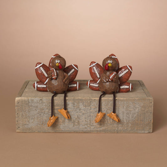 Fall/Harvest 4.3"L Resin Harvest Football Turkey Shelf Sitte