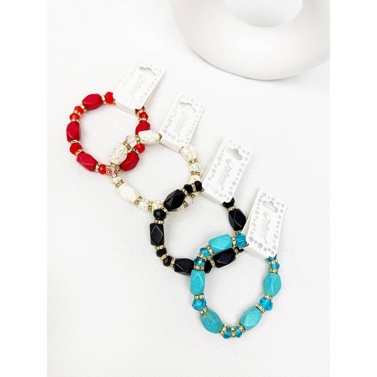 Bold Stones and Beads Mixed Adjustable Stretch Bracelet
