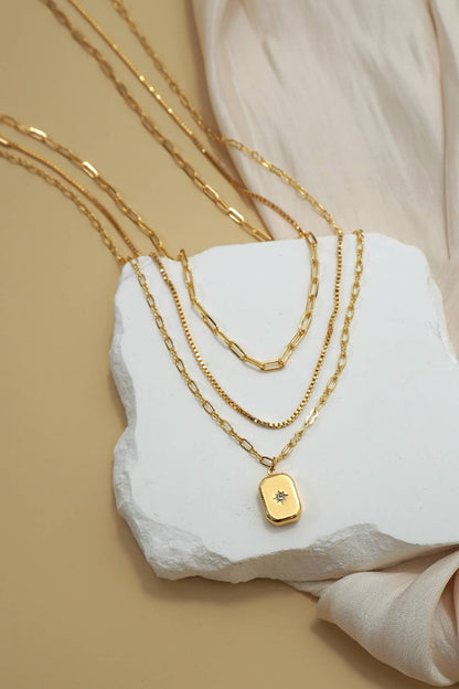 18K STAINLESS STEEL TARNISH FREE LAYERED NECKLACE | 40NK9532