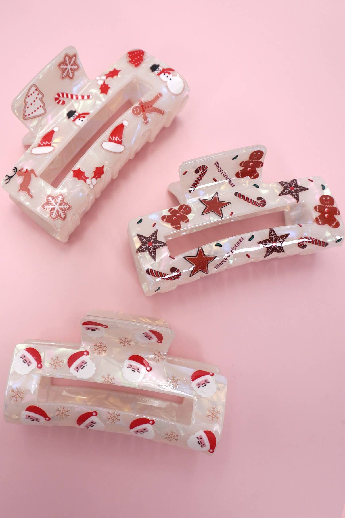 CHRISTMAS TREE SANTA HOLIDAY HAIR CLAW