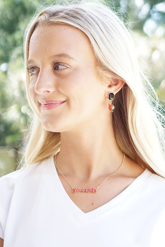 Cardinals Slogan Necklace in Red/Shiny Gold