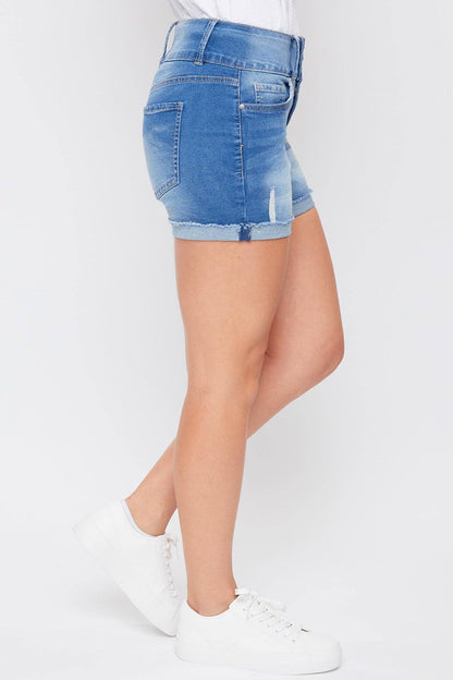 Basic 3 Button Fray Cuff Shorts
