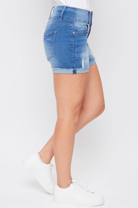 Basic 3 Button Fray Cuff Shorts