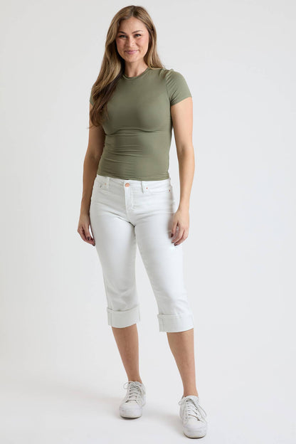 Mid Rise Premium Stretch Essential Cuff Capri