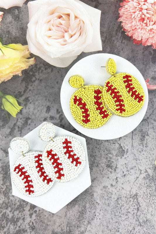 SEED BEAD SOFTBALL AND BASEBALL SPORTS POST EARRINGS