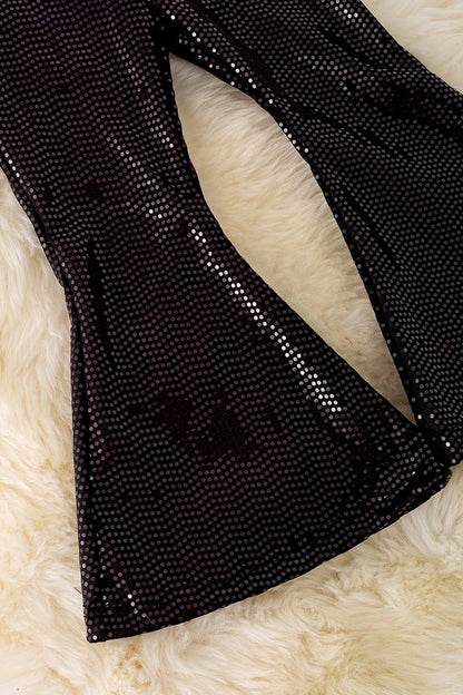 BLACK SHIMMERY BELL PANTS