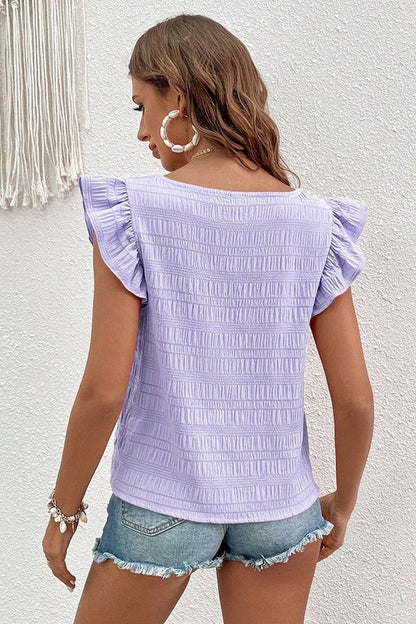Square Collar Ruffled Blouse
