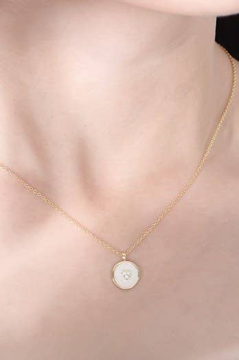 18K Gold Tiny Heart & Rhinestone Heart Necklace