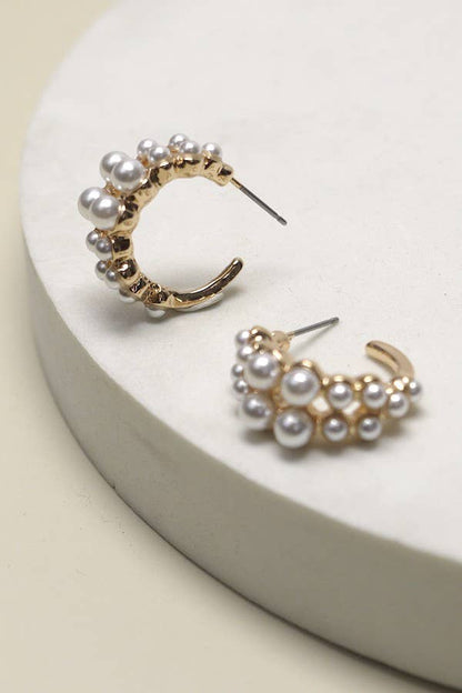 Pearl Mini Huggie Hoop Earrings