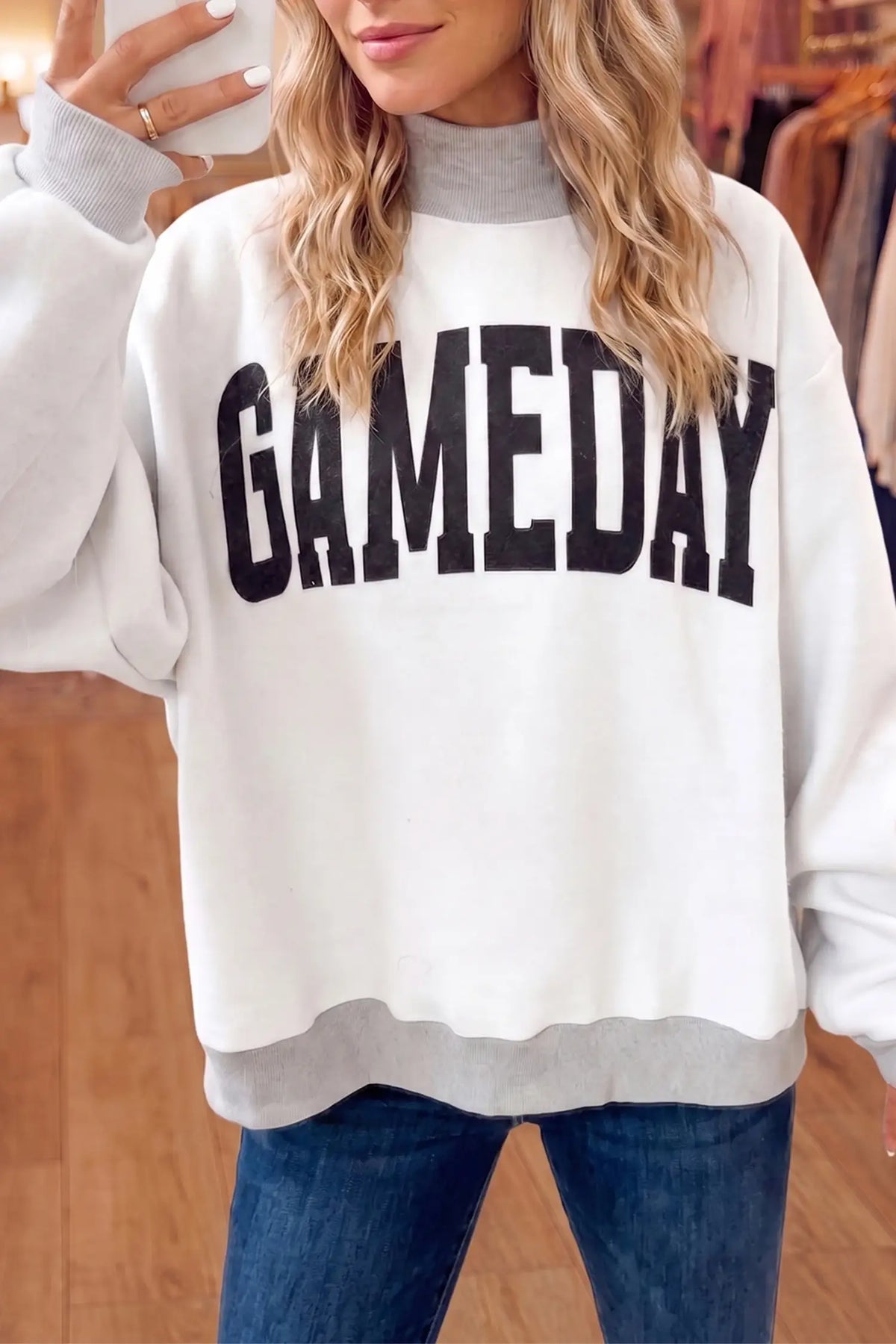 Oversized Slogan High Neck Tunic Sweatshirt