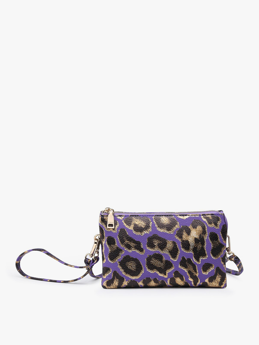 Riley Leopard 3 Compartment Crossbody/Wristlet