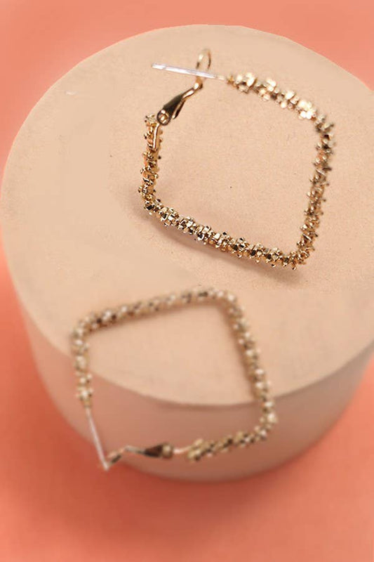 Square Hoop Diamond Dust Earrings