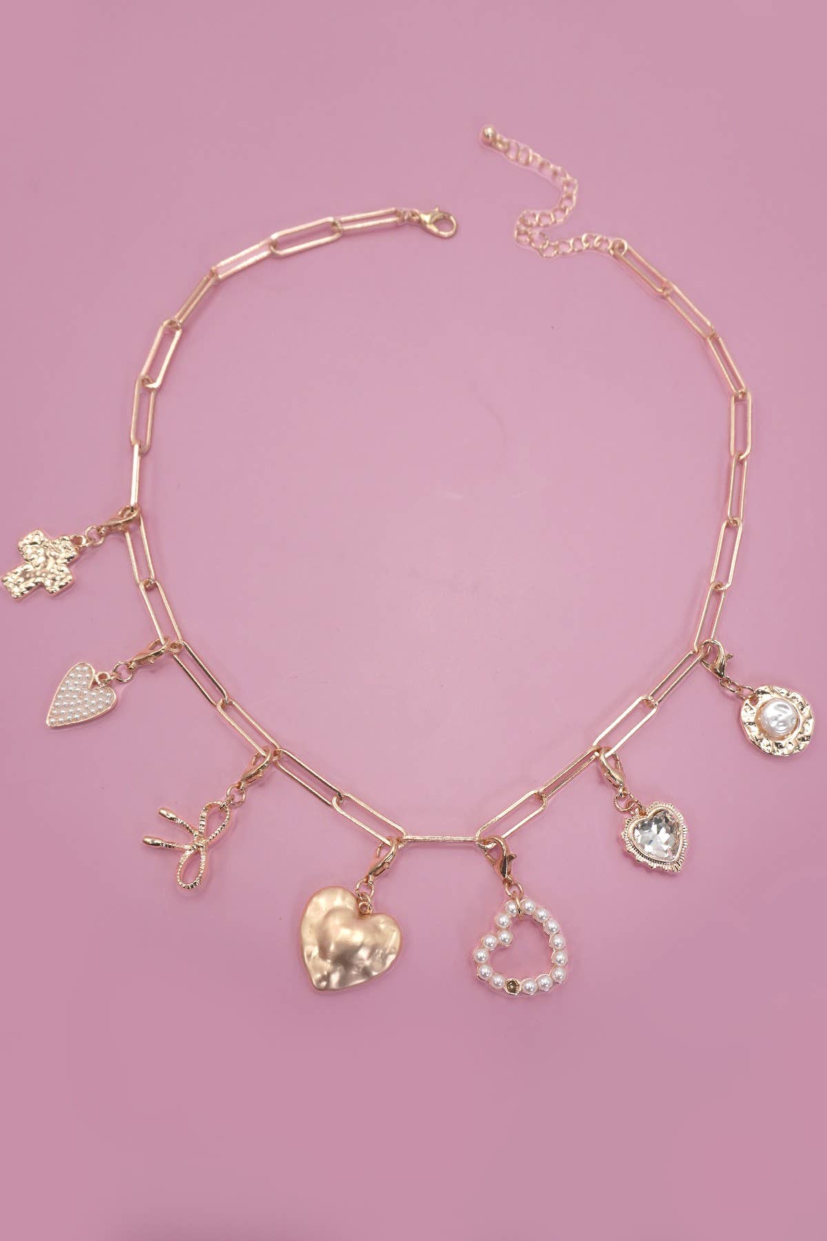 Bow & Heart Removable Multi-Charm Necklace