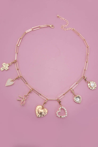Bow & Heart Removable Multi-Charm Necklace