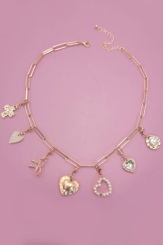 Bow & Heart Removable Multi-Charm Necklace