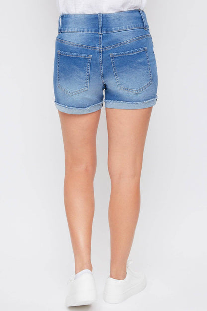 Basic 3 Button Fray Cuff Shorts