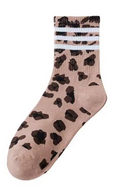 WOMAN ANIMAL LEOPARD HALF CREW THROWBACK SOCKS