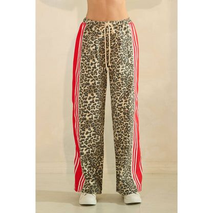 Leopard Sport Striped Wide Legged Pants