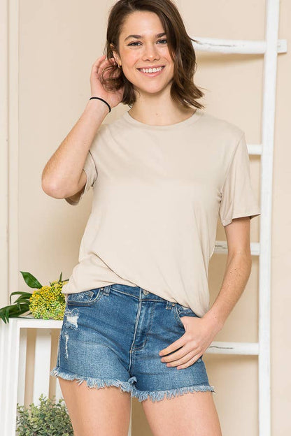SUPER SOFT BASIC SOLID SHORT SLEEVE TOP