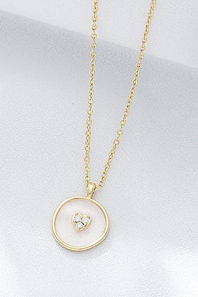 18K Gold Tiny Heart & Rhinestone Heart Necklace