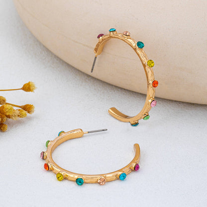Multi Color Gemstone Hoop Earrings | 80E62415