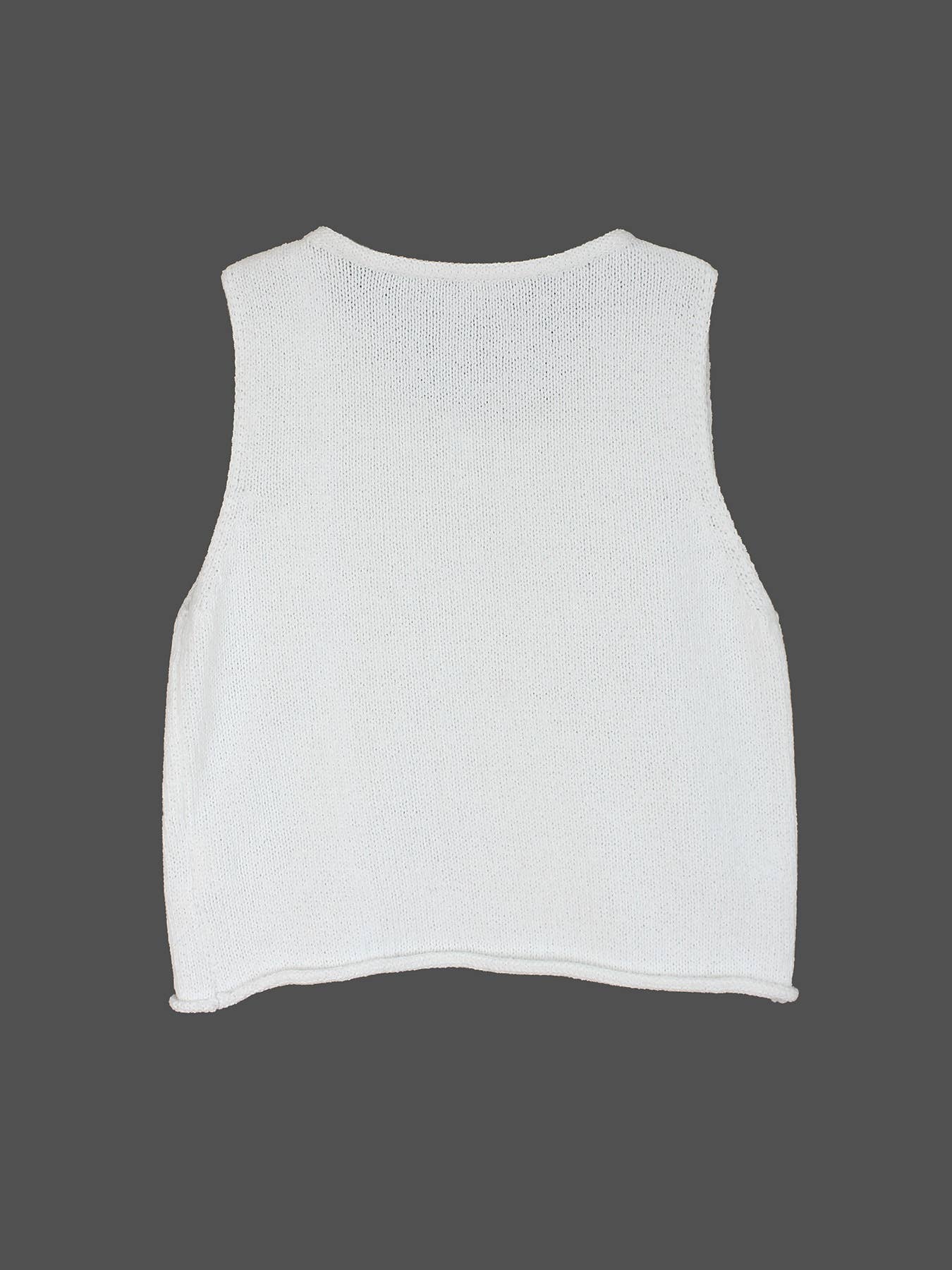 Knit crop top crew-neck tank top