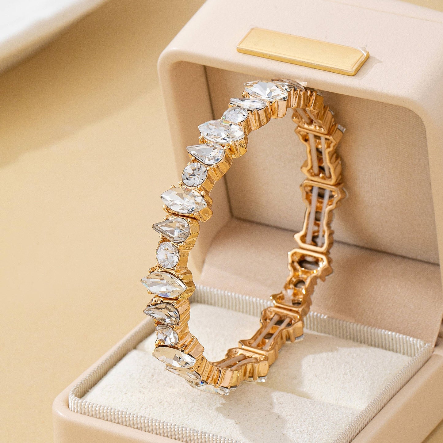 Crystal Gold-Tone Stretch Statement Bracelet | 80B1786