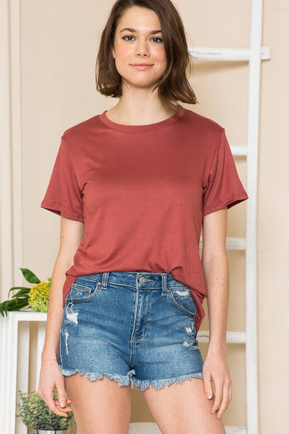 SUPER SOFT BASIC SOLID SHORT SLEEVE TOP