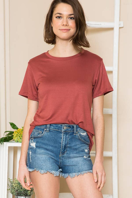 SUPER SOFT BASIC SOLID SHORT SLEEVE TOP