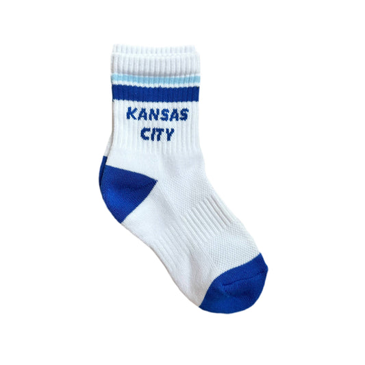 YOUTH Kansas City Crew Socks - White w/ Blue