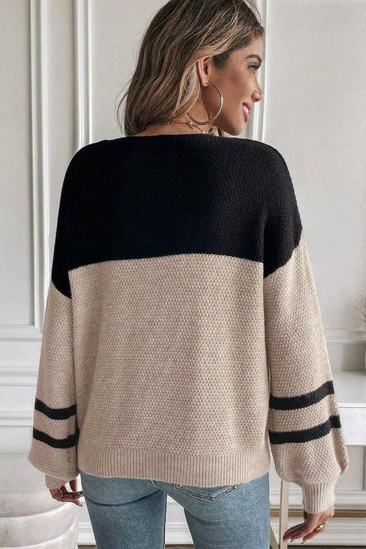 Colorblock Striped Sleeve Sweater