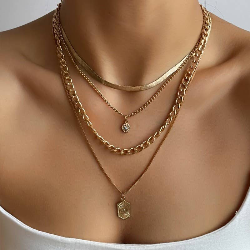 Double Charm Layered Gold Necklace