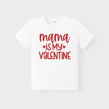 Valentine's Day Mommy and Me Cotton Letter Short-sleeve Top