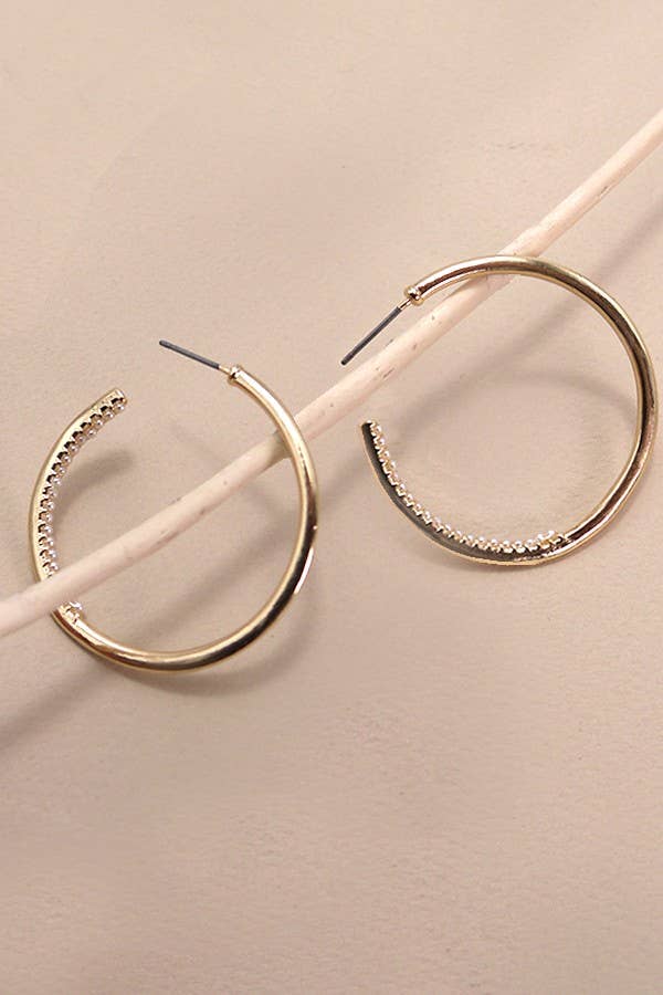 CLASSIC PEARL ON INNER EDGE HOOP EARRINGS