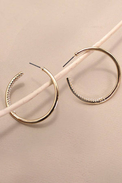 CLASSIC PEARL ON INNER EDGE HOOP EARRINGS