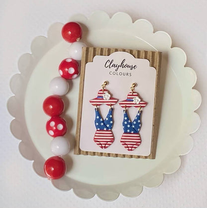 Red, White & Blue Clay Earrings