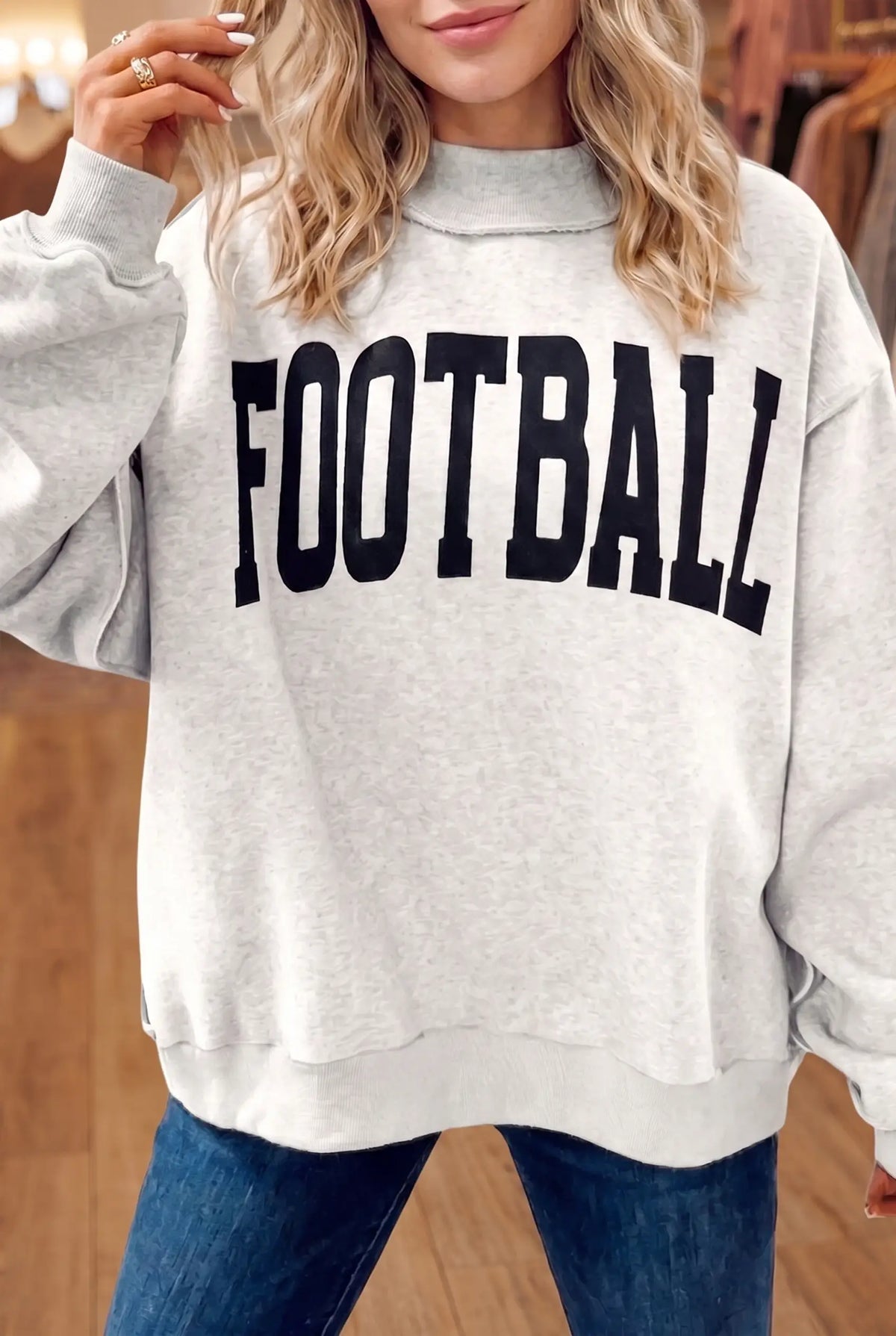 Oversized Slogan High Neck Tunic Sweatshirt