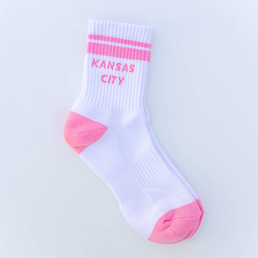 Kansas City Crew Socks - White w/ Pink