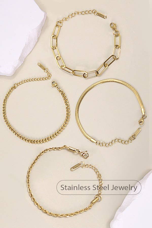 Stainless Steel Waterproof Tarnish-Free All Different Chain Bracelet