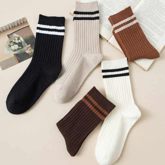 WOMAN STRIPE HALF CREW THROWBACK COTTON SOCKS