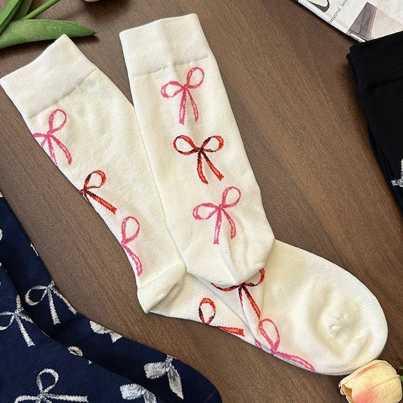 BOW  MID CALF LENGTH SOCKS